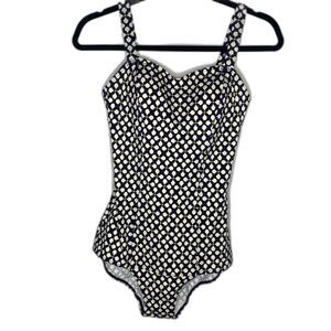 Tu One Piece Swimsuit Padded Adjustable Straps Womens US 8 10 UK 12 Navy Blue